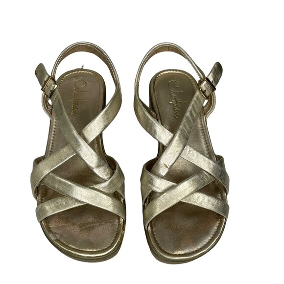 Cole Haan Regina w/Nike Air Insoles LeatherPlatform Gold Metallic Sandals SZ 8B - Picture 6 of 15